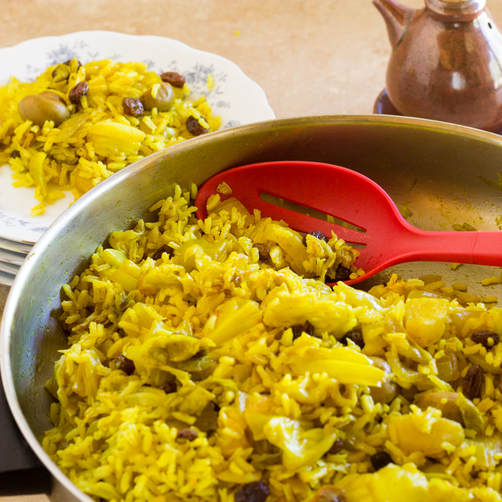 India curry cabbage and rice with saffron turmeric