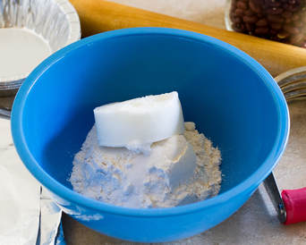 bowl of flour, shortening and salt