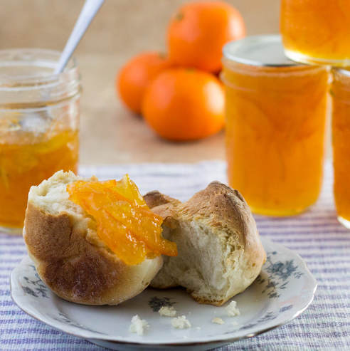 Tangerine marmalade on French roll