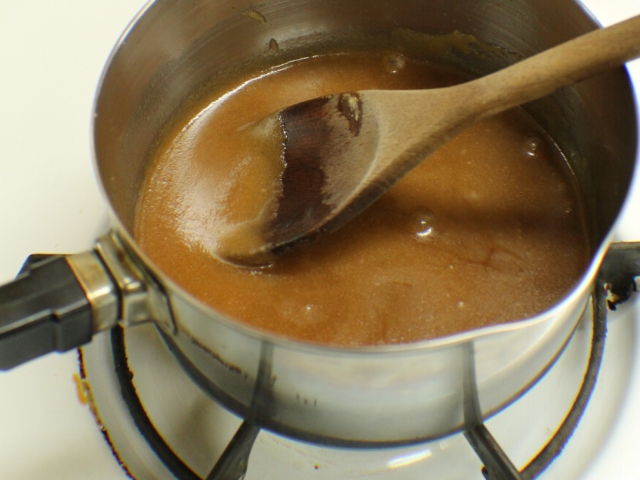 Heat and stir butter and brown sugar until melted