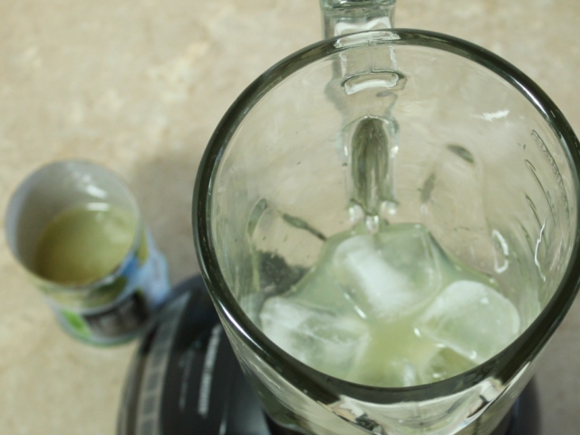 limeade, ice cubes, and blender