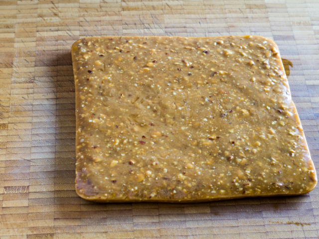 Butter toffee on cutting board