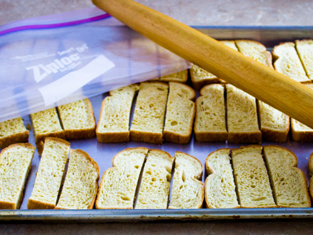 Toasted golden brown bread sticks