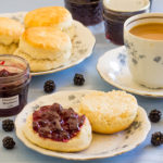 Blackberry jelly on fresh biscuit
