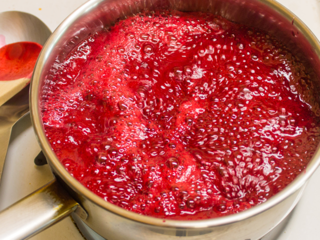 Jelly at a full rolling boil.